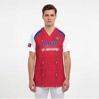 Custom Haiti Football Scrub Top Les Grenadiers Veve Haitian Vodou Red Version - Wonder Print Shop