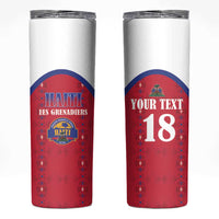 Custom Haiti Football Skinny Tumbler Les Grenadiers Veve Haitian Vodou Red Version - Wonder Print Shop