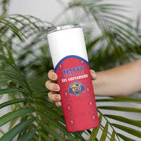Custom Haiti Football Skinny Tumbler Les Grenadiers Veve Haitian Vodou Red Version - Wonder Print Shop