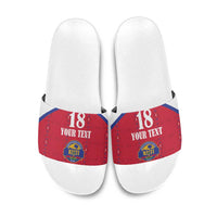 Custom Haiti Football Slide Sandals Les Grenadiers Veve Haitian Vodou Red Version - Wonder Print Shop