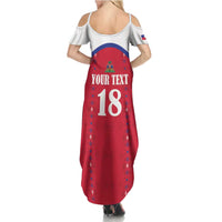 Custom Haiti Football Summer Maxi Dress Les Grenadiers Veve Haitian Vodou Red Version - Wonder Print Shop