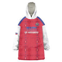 Custom Haiti Football Wearable Blanket Hoodie Les Grenadiers Veve Haitian Vodou Red Version - Wonder Print Shop