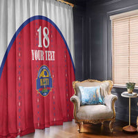 Custom Haiti Football Window Curtain Les Grenadiers Veve Haitian Vodou Red Version - Wonder Print Shop