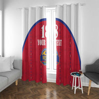 Custom Haiti Football Window Curtain Les Grenadiers Veve Haitian Vodou Red Version - Wonder Print Shop