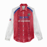 Custom Haiti Football Women Casual Shirt Les Grenadiers Veve Haitian Vodou Red Version - Wonder Print Shop