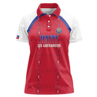 Custom Haiti Football Women Polo Shirt Les Grenadiers Veve Haitian Vodou Red Version - Wonder Print Shop