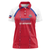 Custom Haiti Football Women Polo Shirt Les Grenadiers Veve Haitian Vodou Red Version - Wonder Print Shop