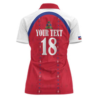 Custom Haiti Football Women Polo Shirt Les Grenadiers Veve Haitian Vodou Red Version - Wonder Print Shop