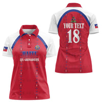 Custom Haiti Football Women Polo Shirt Les Grenadiers Veve Haitian Vodou Red Version - Wonder Print Shop