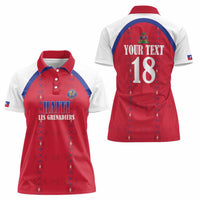 Custom Haiti Football Women Polo Shirt Les Grenadiers Veve Haitian Vodou Red Version - Wonder Print Shop
