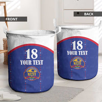 Custom Haiti Football Laundry Basket Les Grenadiers Veve Haitian Vodou Blue Version - Wonder Print Shop