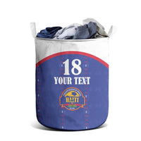 Custom Haiti Football Laundry Basket Les Grenadiers Veve Haitian Vodou Blue Version - Wonder Print Shop