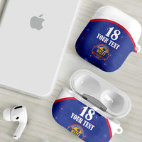 Custom Haiti Football AirPods Case Les Grenadiers Veve Haitian Vodou Blue Version - Wonder Print Shop