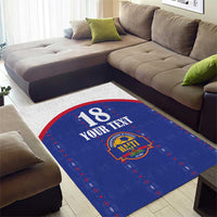Custom Haiti Football Area Rug Les Grenadiers Veve Haitian Vodou Blue Version - Wonder Print Shop