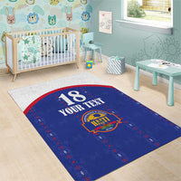 Custom Haiti Football Area Rug Les Grenadiers Veve Haitian Vodou Blue Version - Wonder Print Shop