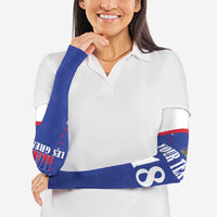 Custom Haiti Football Arm Sleeves Les Grenadiers Veve Haitian Vodou Blue Version - Wonder Print Shop