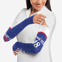 Custom Haiti Football Arm Sleeves Les Grenadiers Veve Haitian Vodou Blue Version - Wonder Print Shop