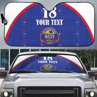 Custom Haiti Football Auto Sun Shade Les Grenadiers Veve Haitian Vodou Blue Version - Wonder Print Shop