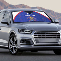 Custom Haiti Football Auto Sun Shade Les Grenadiers Veve Haitian Vodou Blue Version - Wonder Print Shop