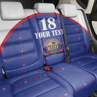 Custom Haiti Football Back Car Seat Cover Les Grenadiers Veve Haitian Vodou Blue Version - Wonder Print Shop