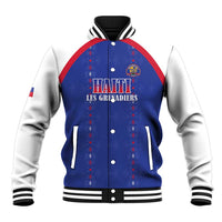 Custom Haiti Football Baseball Jacket Les Grenadiers Veve Haitian Vodou Blue Version - Wonder Print Shop