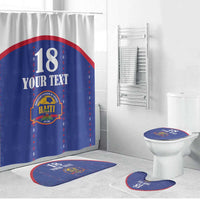 Custom Haiti Football Bathroom Set Les Grenadiers Veve Haitian Vodou Blue Version - Wonder Print Shop