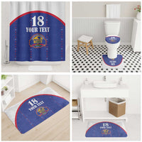 Custom Haiti Football Bathroom Set Les Grenadiers Veve Haitian Vodou Blue Version - Wonder Print Shop