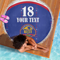 Custom Haiti Football Beach Blanket Les Grenadiers Veve Haitian Vodou Blue Version - Wonder Print Shop