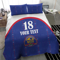 Custom Haiti Football Bedding Set Les Grenadiers Veve Haitian Vodou Blue Version - Wonder Print Shop