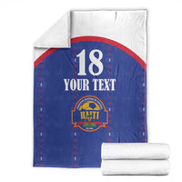 Custom Haiti Football Blanket Les Grenadiers Veve Haitian Vodou Blue Version - Wonder Print Shop