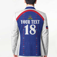 Custom Haiti Football Blazer Les Grenadiers Veve Haitian Vodou Blue Version - Wonder Print Shop