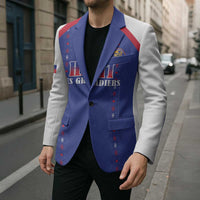 Custom Haiti Football Blazer Les Grenadiers Veve Haitian Vodou Blue Version - Wonder Print Shop