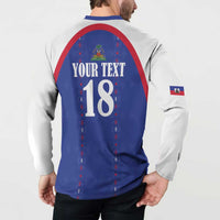 Custom Haiti Football Button Sweatshirt Les Grenadiers Veve Haitian Vodou Blue Version - Wonder Print Shop