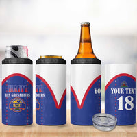 Custom Haiti Football 4 in 1 Can Cooler Tumbler Les Grenadiers Veve Haitian Vodou Blue Version - Wonder Print Shop