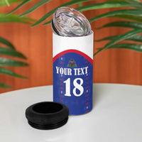 Custom Haiti Football 4 in 1 Can Cooler Tumbler Les Grenadiers Veve Haitian Vodou Blue Version - Wonder Print Shop