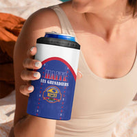 Custom Haiti Football 4 in 1 Can Cooler Tumbler Les Grenadiers Veve Haitian Vodou Blue Version - Wonder Print Shop