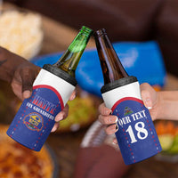 Custom Haiti Football 4 in 1 Can Cooler Tumbler Les Grenadiers Veve Haitian Vodou Blue Version - Wonder Print Shop