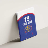 Custom Haiti Football Canvas Wall Art Les Grenadiers Veve Haitian Vodou Blue Version - Wonder Print Shop