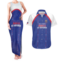 Custom Haiti Football Couples Matching Tank Maxi Dress and Hawaiian Shirt Les Grenadiers Veve Haitian Vodou Blue Version - Wonder Print Shop