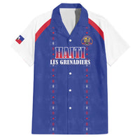 Custom Haiti Football Family Matching Long Sleeve Bodycon Dress and Hawaiian Shirt Les Grenadiers Veve Haitian Vodou Blue Version - Wonder Print Shop