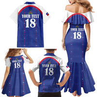 Custom Haiti Football Family Matching Mermaid Dress and Hawaiian Shirt Les Grenadiers Veve Haitian Vodou Blue Version - Wonder Print Shop