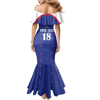 Custom Haiti Football Family Matching Mermaid Dress and Hawaiian Shirt Les Grenadiers Veve Haitian Vodou Blue Version - Wonder Print Shop