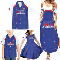 Custom Haiti Football Family Matching Summer Maxi Dress and Hawaiian Shirt Les Grenadiers Veve Haitian Vodou Blue Version - Wonder Print Shop