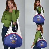 Custom Haiti Football Grocery Bag Les Grenadiers Veve Haitian Vodou Blue Version - Wonder Print Shop