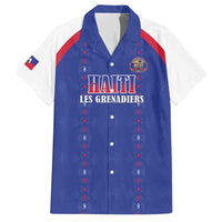 Custom Haiti Football Hawaiian Shirt Les Grenadiers Veve Haitian Vodou Blue Version - Wonder Print Shop