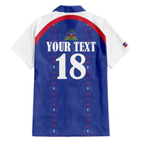 Custom Haiti Football Hawaiian Shirt Les Grenadiers Veve Haitian Vodou Blue Version - Wonder Print Shop