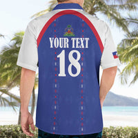 Custom Haiti Football Hawaiian Shirt Les Grenadiers Veve Haitian Vodou Blue Version - Wonder Print Shop