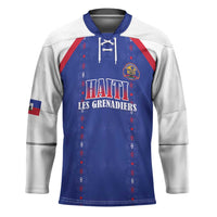 Custom Haiti Football Hockey Jersey Les Grenadiers Veve Haitian Vodou Blue Version - Wonder Print Shop