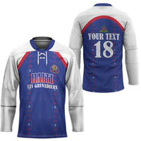 Custom Haiti Football Hockey Jersey Les Grenadiers Veve Haitian Vodou Blue Version - Wonder Print Shop