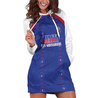 Custom Haiti Football Hoodie Dress Les Grenadiers Veve Haitian Vodou Blue Version - Wonder Print Shop